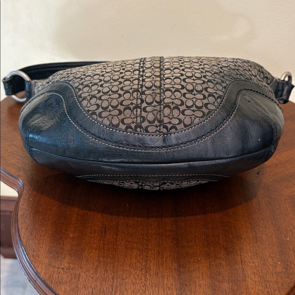 Coach Soho Shoulder Bag mini C monogram black/grey/black leather trim hobo bag - Picture 9 of 16